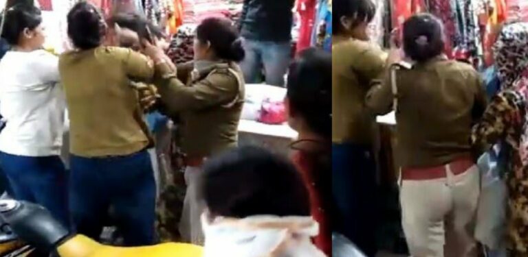 आंटी कहने पर भड़की महिला, खरीददारी छोड़ युवती को बीच बाजार बाल पकड़कर पीटा, देखें विडियो