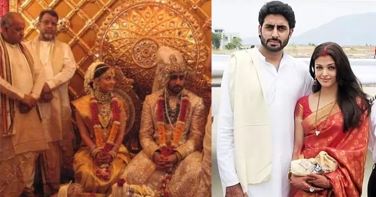 ऐश्वर्या राय ने अपनी शादी में पहनी थी लाखों रुपये की साड़ी, देखिये उनका वेडिंग लुक