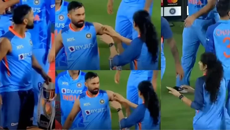 बीच मैदान पर लड़की ने दिनेश कार्तिक को किया टच, तो कार्तिक का दिखा अलग रूप, वायरल हुआ VIDEO